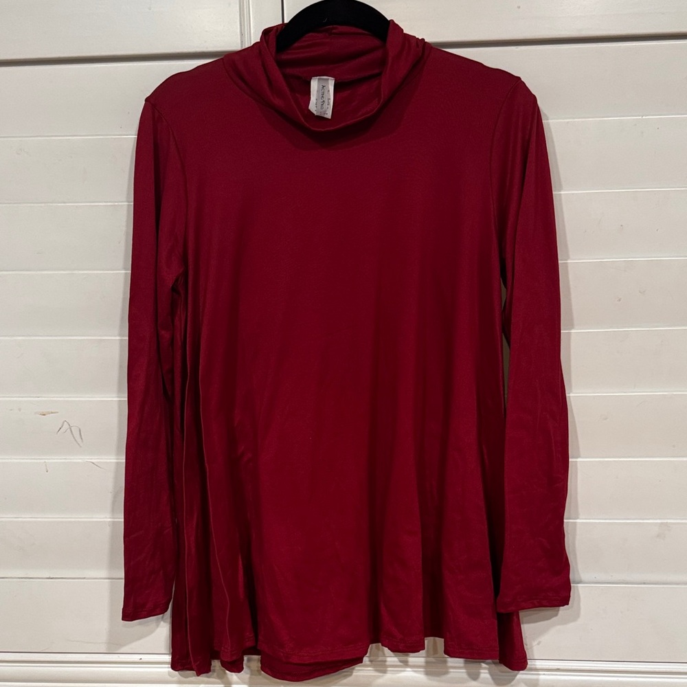 Acting Pro Deep Red Long Sleeve Top